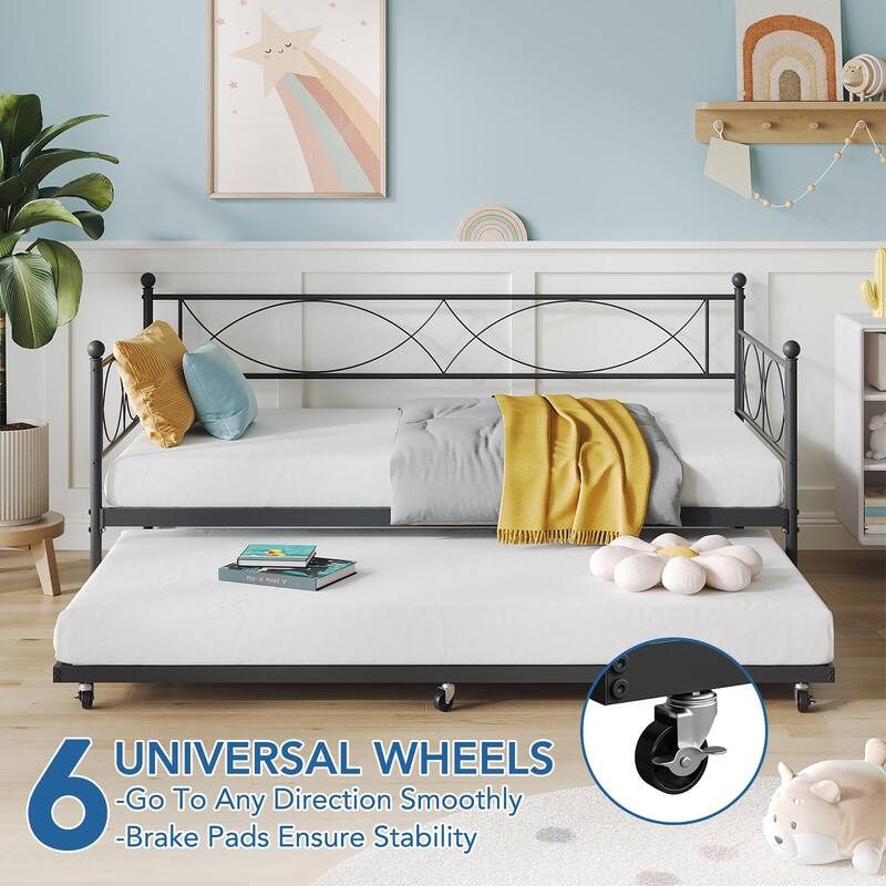 Twin Metal Daybed with Pull-Out Trundle