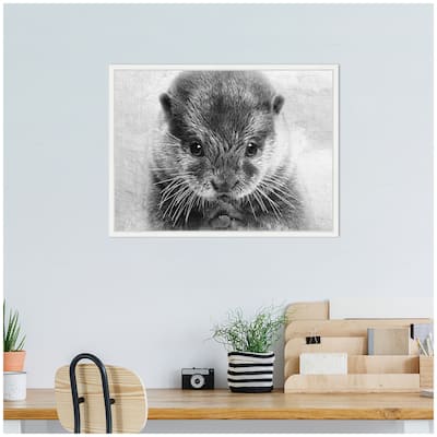 Kate and Laurel Sylvie Adorable Cute Otter Prayer Framed Canvas by Simon Te of Tai Prints
