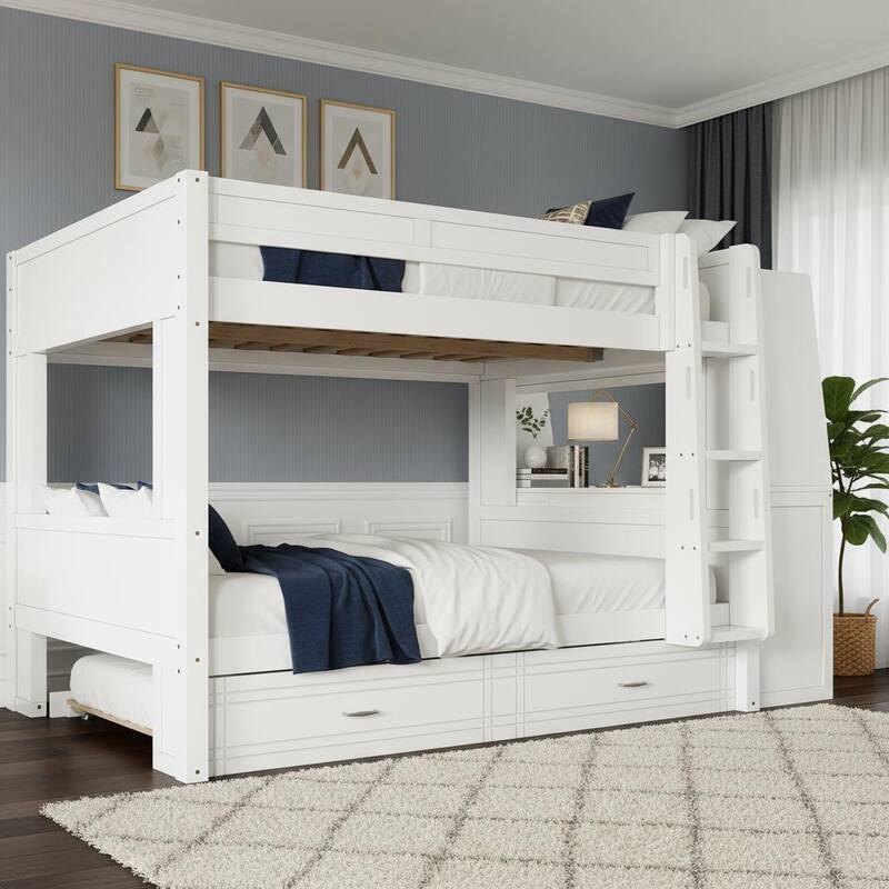 Space-Saving Full Size Bunk Bed with Pull-Out Trundle & Built-in Study Desk by Harper&Bright Designs