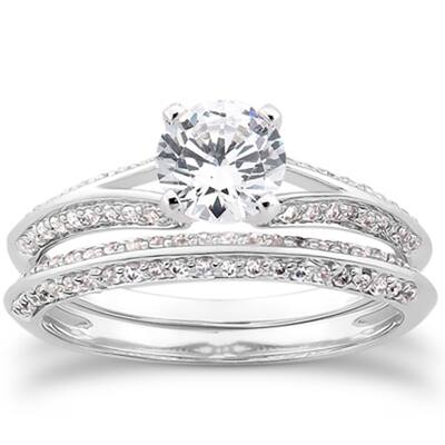 3/4ct Split Shank Diamond Engagement Wedding Ring Set White Gold