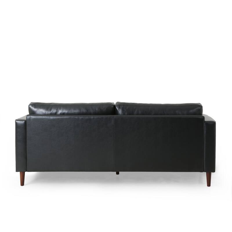 3-Seat Sofa with PU Leather, Wood Legs - Modern Home