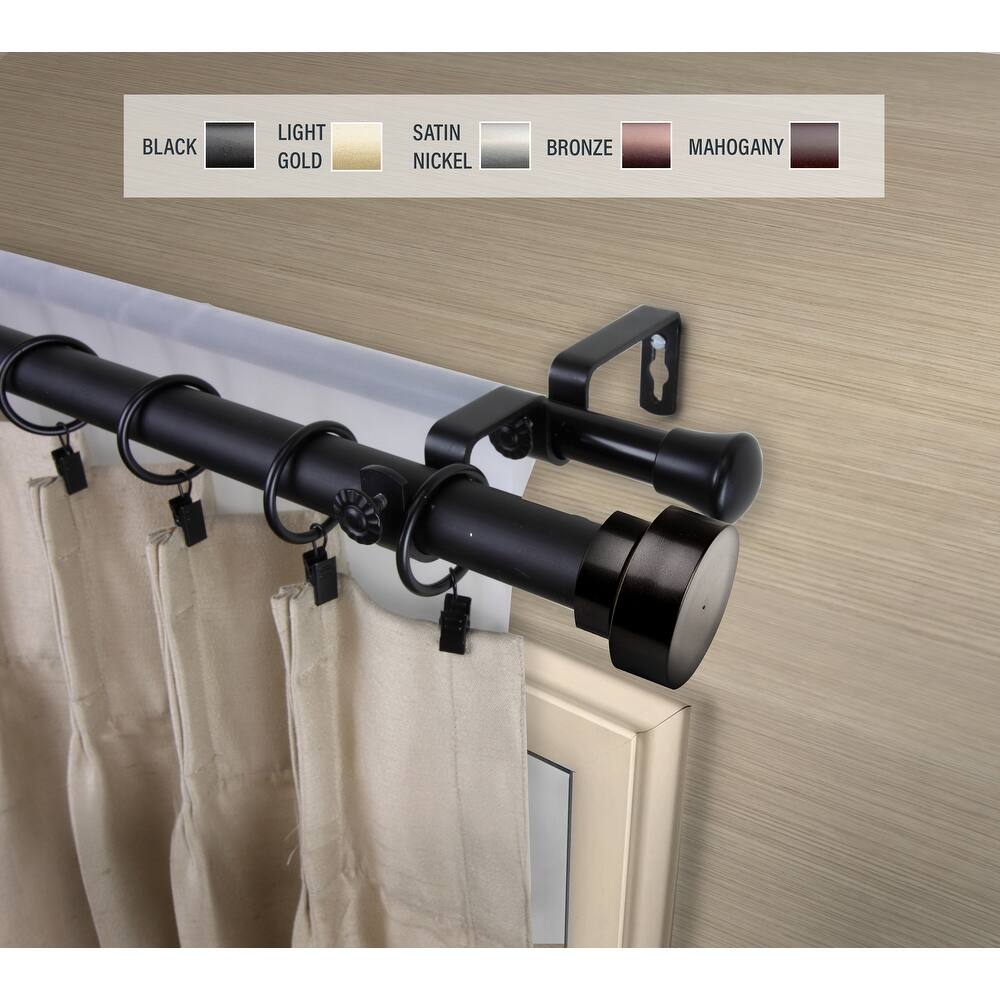 InStyleDesign Beret 1 inch Diameter Adjustable Double Curtain Rod