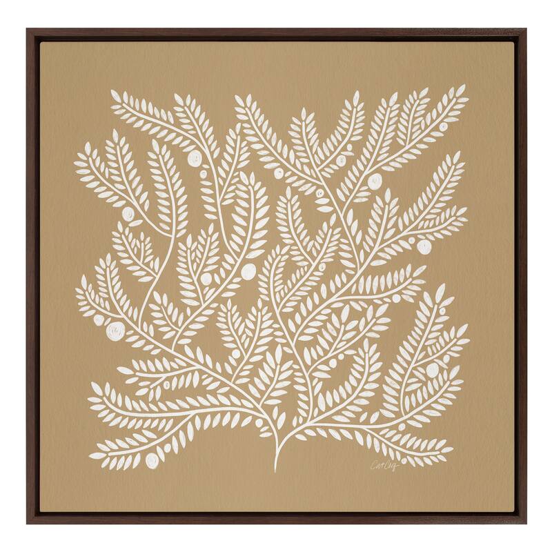 Kate and Laurel Sylvie Tan White Tree of Life Framed Canvas by Cat Coquillette
