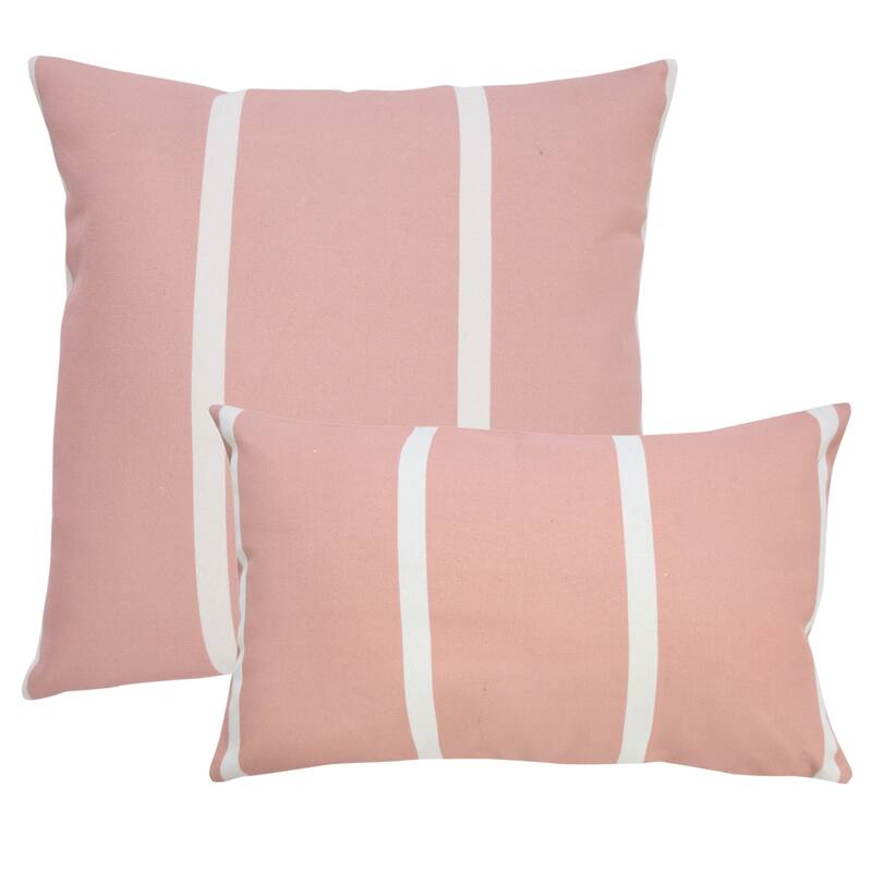 20" Pink and White Striped Square Outdoor Patio Throw Pillow