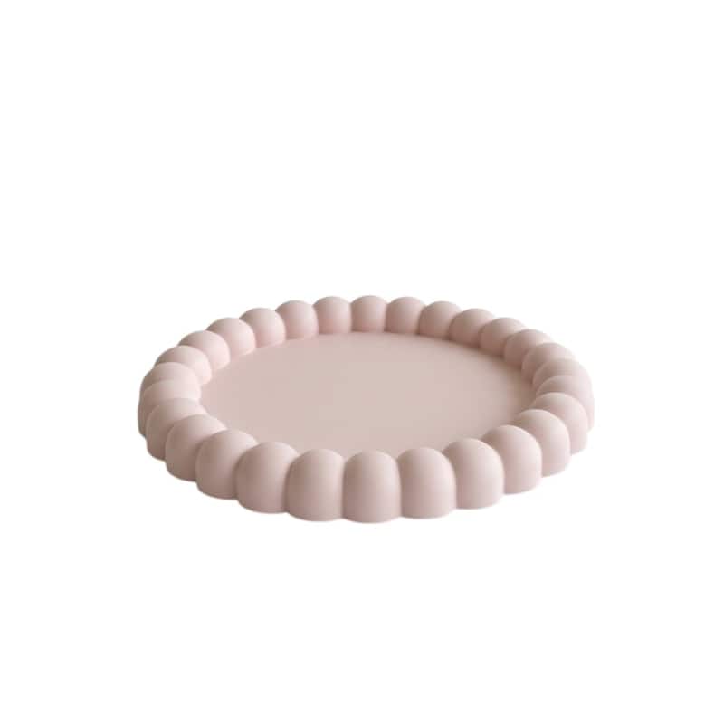 HomeRoots 6" Pink And White Resin Marbleized Handmade Round Trinket Tray - 5.50 in. x 0.75 in. x 5.50 in.