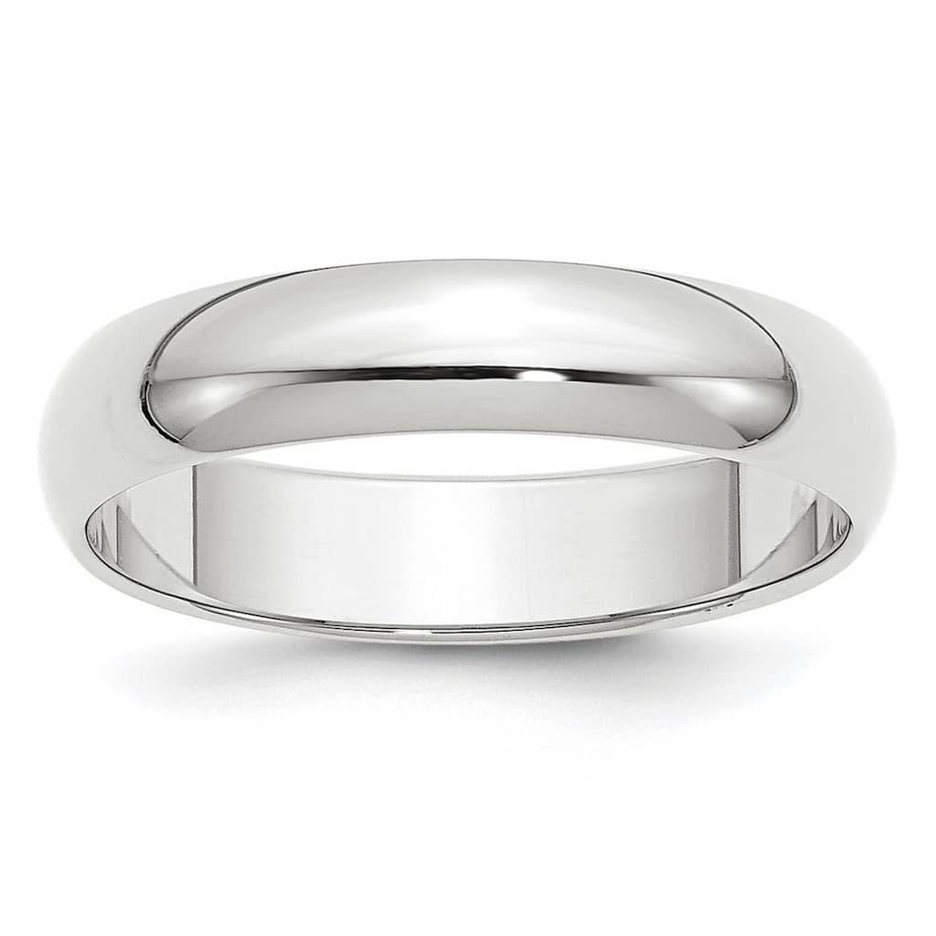Curata 10k White Gold Unisex 5 mm Half-Round Light Wedding Band (sizes 4-14)