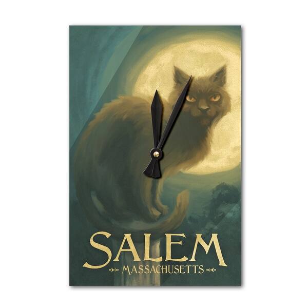 Salem Massachusetts Black Cat Halloween Oil Painting Lantern Press Artwork Acrylic Wall Clock Acrylic Wall Clock Overstock 15849300