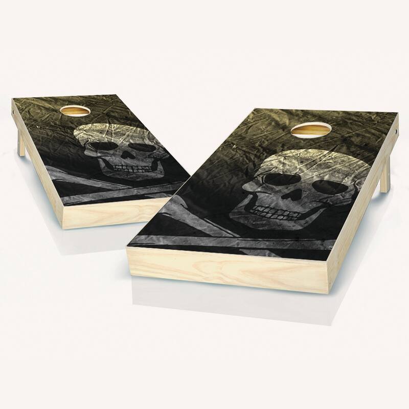 Pirate Cornhole Board Outdoor Game Set - 2x4 Boards (24" x 48") - Include Case + Hole Lights
