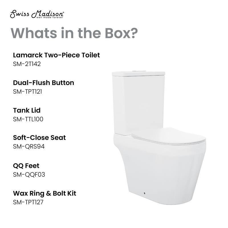Lamarck Two-Piece Elongated Toilet Dual-Flush 1.1/1.6 Gpf - 25.59" x 14.171" 31.5"