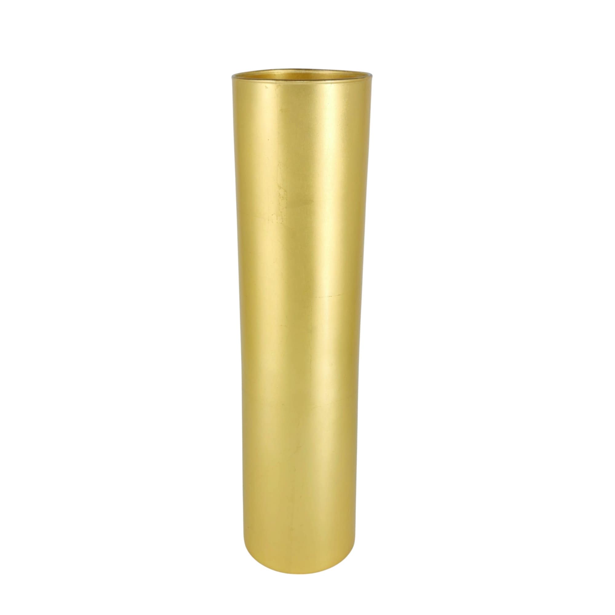 Modern Golden Hand Gilded Glass Cylinder Vase Ideal for Mantel Displays or Wedding Reception Tables