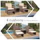 Outdoor 5 Piece Wicker Conversation Set Rattan Chair and Table