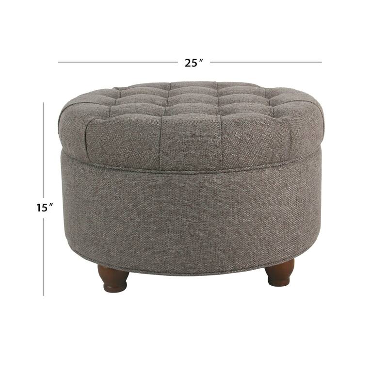 Copper Grove Lamentin Tufted Round Storage Ottoman - Dark Grey
