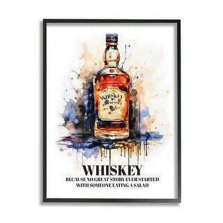 Stupell Funny Whiskey Phrase Framed Giclee Art Design by Amanda Greenwood