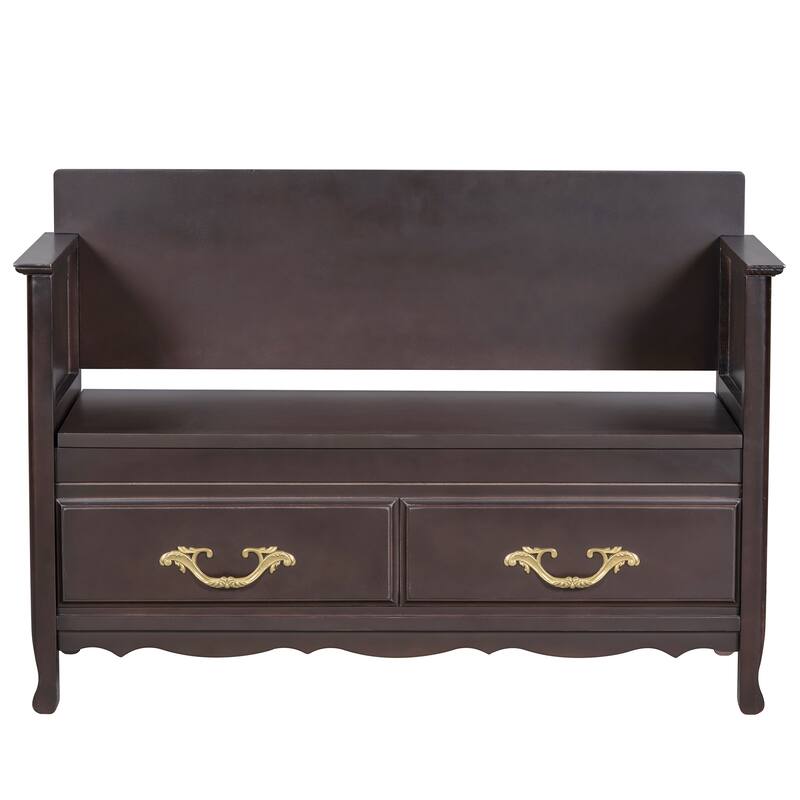 Shoe Bench with Removable Cushion,Hidden Storage and Back