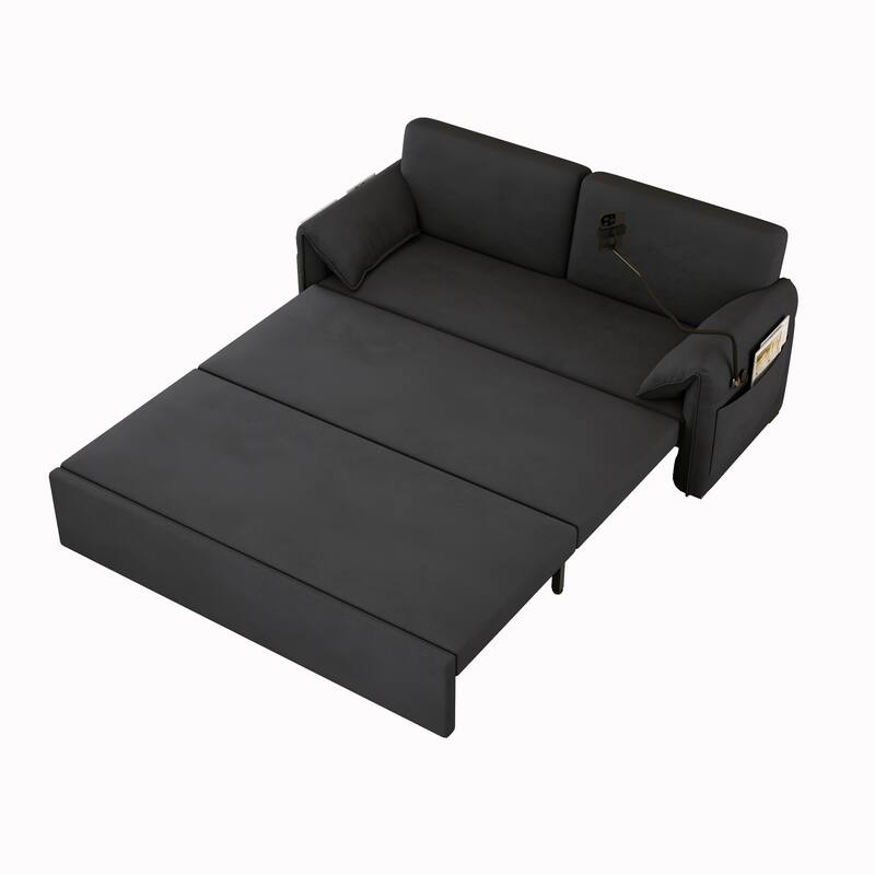 Convertible 63-inch Velvet Sofa Bed with Three Adjustable Modes - Comfortable Sofa, Lounge, and Double Bed for Home or Office