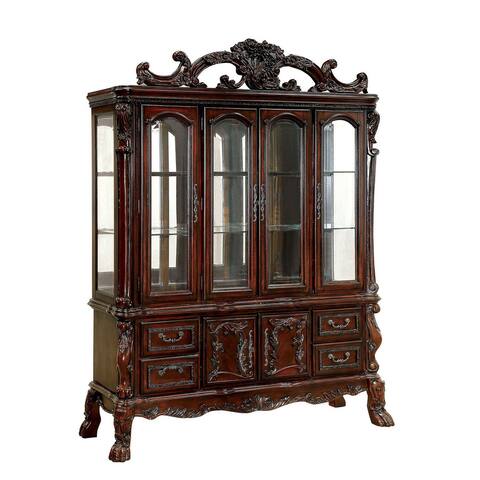 4 Drawer Traditional Hutch and Buffet Set with 4 Doors and 2 Cabinets,Brown