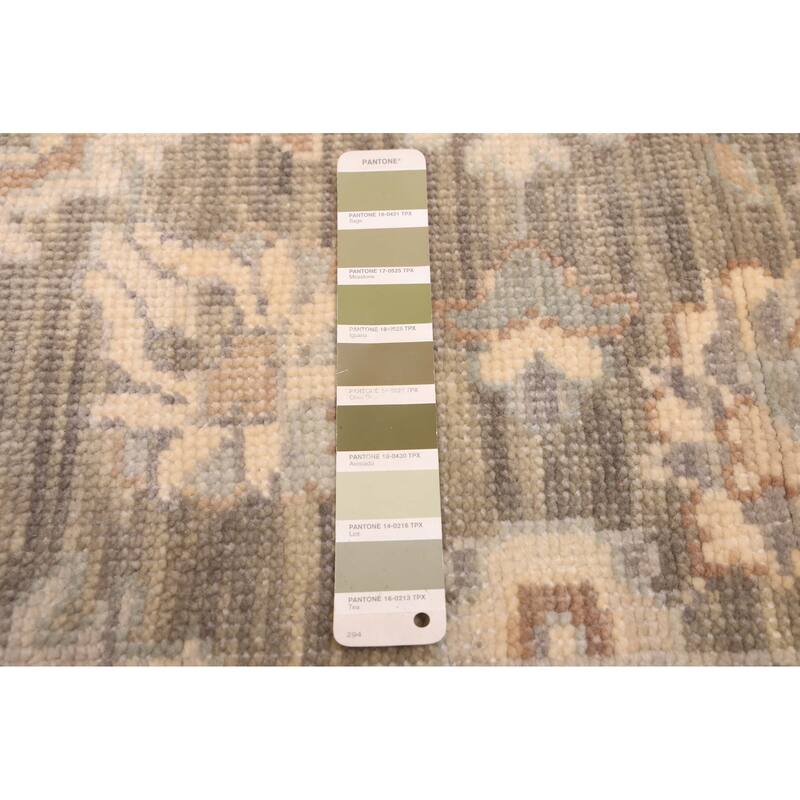 ECARPETGALLERY Hand-knotted Modern Oushak Dark Olive Green Wool Rug - 9'0 x 11'11