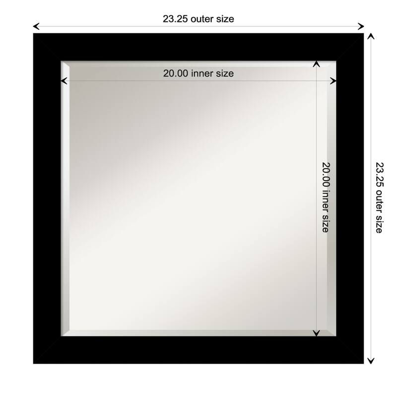 Basic Narrow Beveled Wood Framed Bathroom Vanity Wall Mirror - Basic Black Narrow - Glass Size 20x20