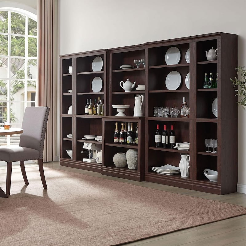 VAUXHILL & CO. Halston Multi-Depth Bookcase, Adjustable Shelving Unit, Cherry - 72.75