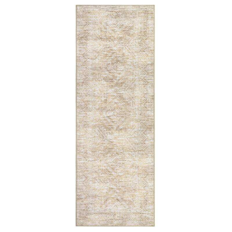 Vintage Geometric Living Room Rug Washable Indoor Bedroom Rugs Non Slip Low Pile Area Rug