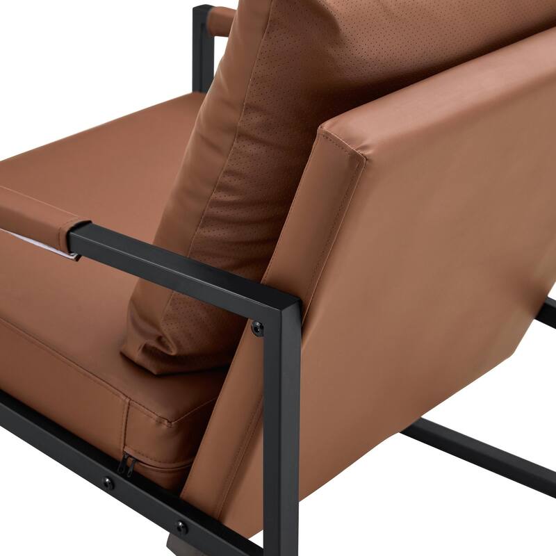 PU Leather Accent Chair with Metal Frame and Modern Industrial Style (27"W x 29.7"D x 29.6"H)