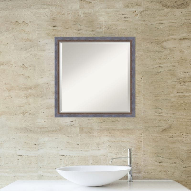 Two Tone Beveled Wood Framed Bathroom Vanity Wall Mirror