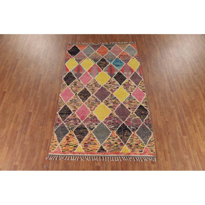 Trellis Plush Moroccan Area Rug Handmade Wool Carpet - 6'0" x 9'6"