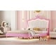 preview thumbnail 27 of 25, Modern Twin Upholstered Princess Bed with Crown-Shaped Headboard, LED Lighting, Pink & White Frame, Sturdy Quiet Design