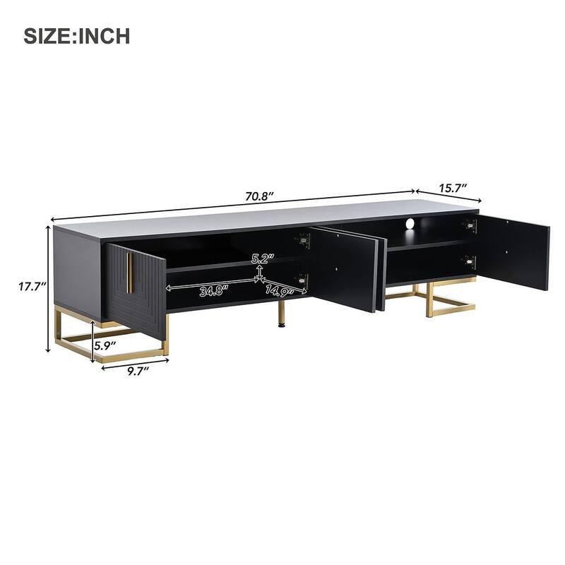 Modern TV Stands with Gold Accents, Fits TVs Up to 80'', White/Black