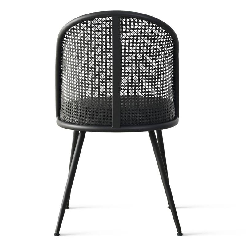 High Back Rattan Boucle Dining Chair