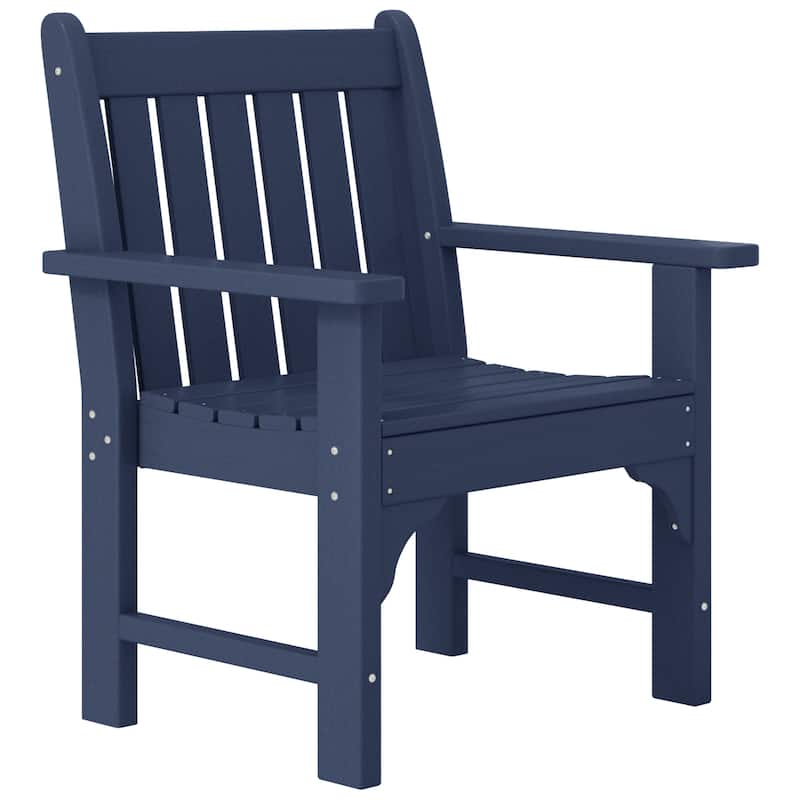 Polytrends Laguna HDPE Outdoor Dining Garden Arm Chair - Navy Blue
