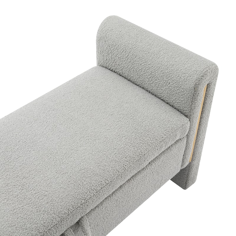 Modern Teddy Bed End Bench with Arms and Storage