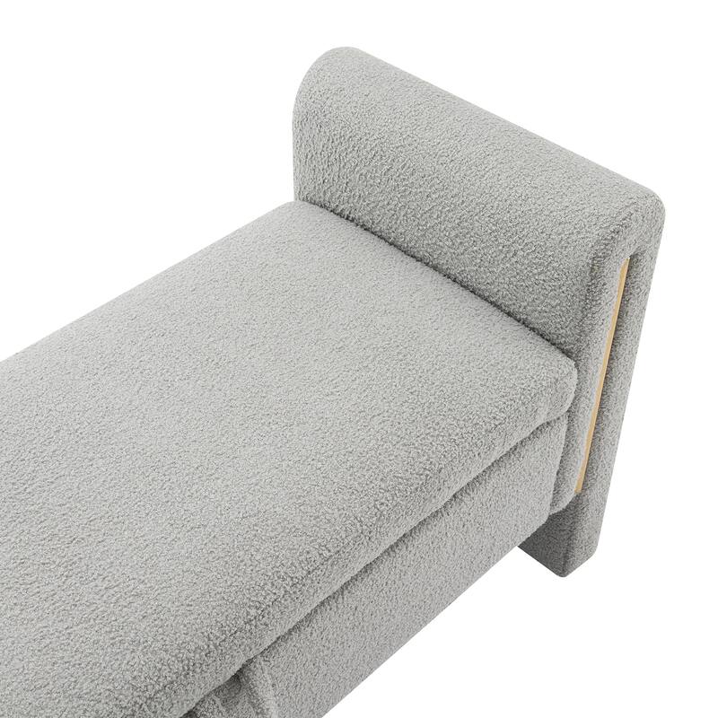 Modern Teddy Upholstered Bed End Bench with Storage and Arms