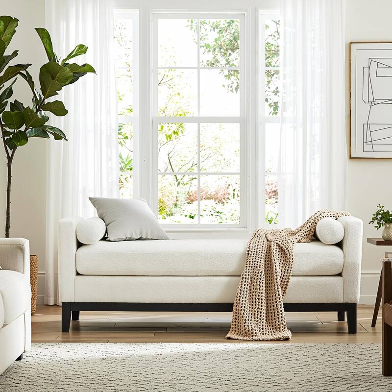 Homy Casa Upholstered Bench with Pillows, Wooden, Entry Living