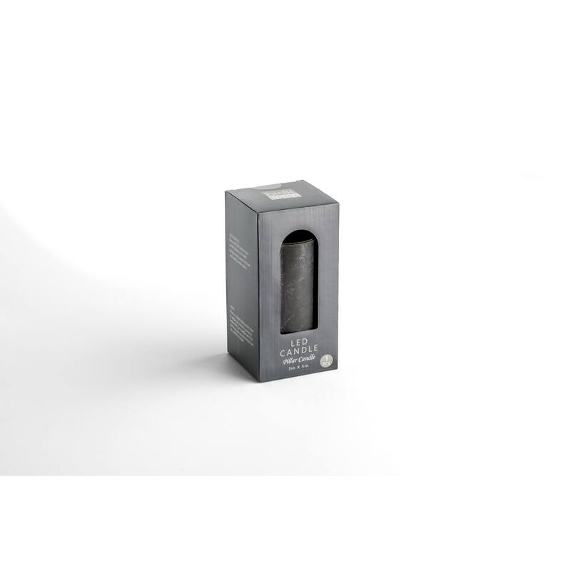Battery Operated 3D Flame Small LED Pillar Candles - 5" - Gray