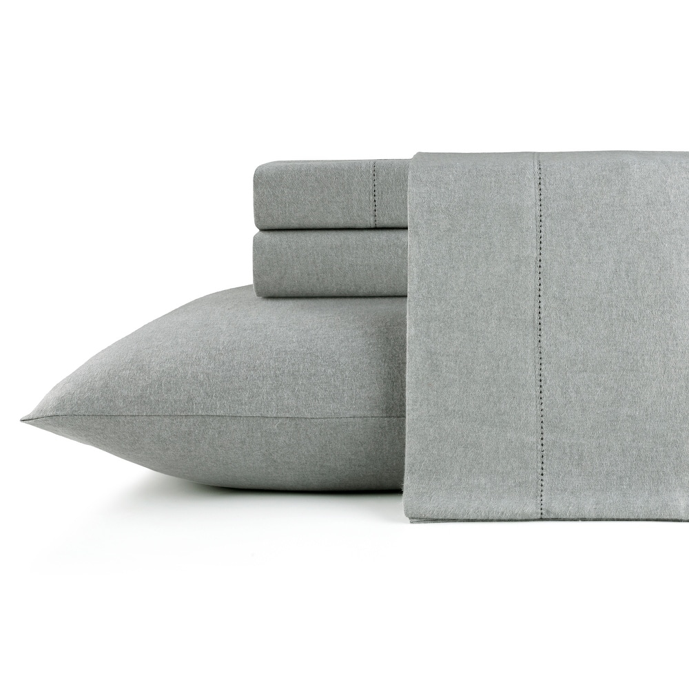 Pointehaven Solid Cotton 180 GSM Deep Pocket Oversized Brushed Flannel Sheet Set