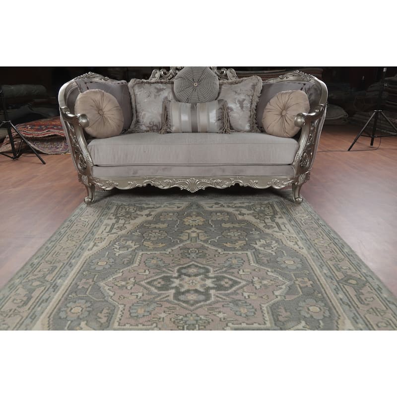 Transitional Gray Oushak Area Rug Handmade Wool Carpet - 5'11" x 8'11"
