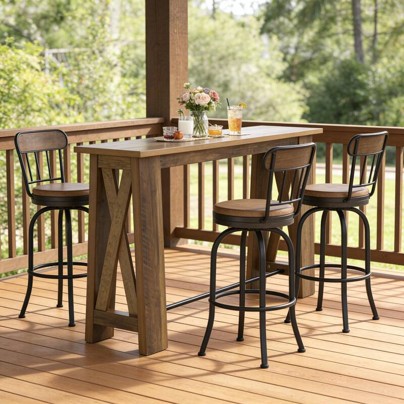 Bar Table, Counter Height Pub Table, 63" Rectangular High Top Kitchen Dining Tables for Dining Room, Living Room, Bistro