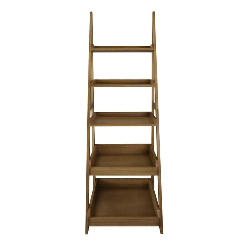 Cascade 5-Shelf Ladder Bookcase - Alpine Gray - 22.5"W x 19.5"D x 74"H.. - 22.5"W x 19.5"D x 74"H