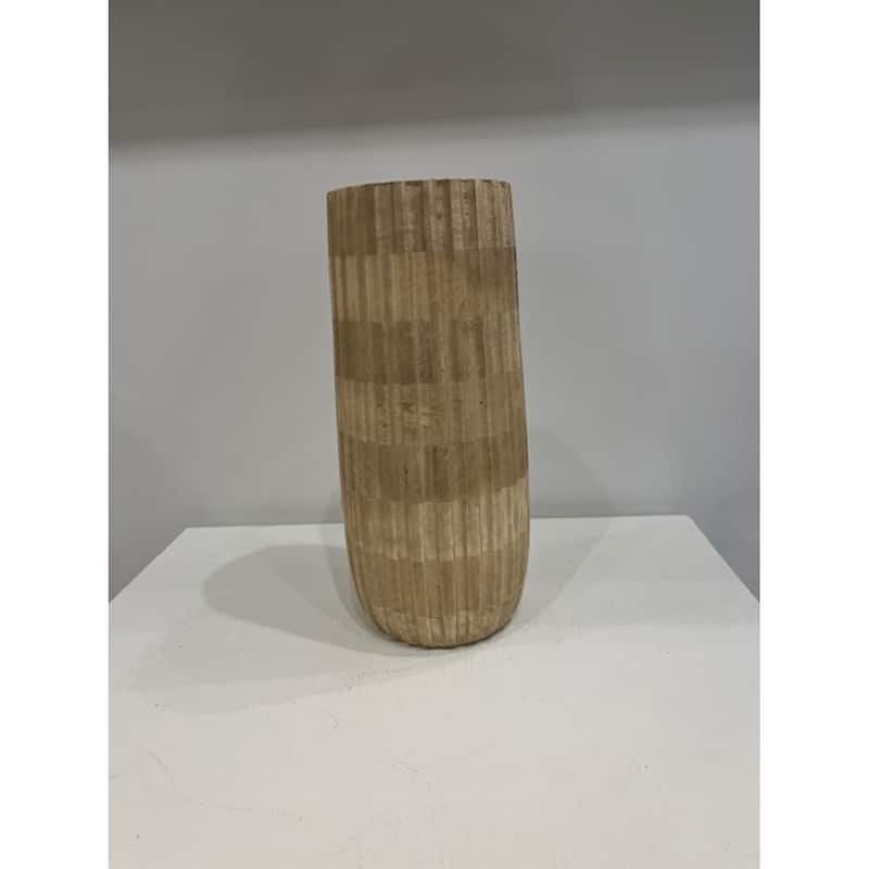 Rhaegal Sun Bleached Mango Wood Vase Dia 4.5" & H 11" - Beige
