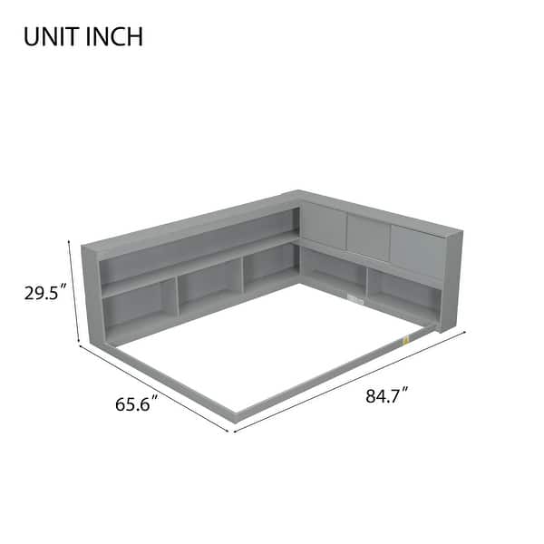dimension image slide 0 of 3, Full Floor Bed with L-shaped Bookcases, sliding doors, without slats for Small Space, Living Room, Apartment