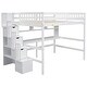 preview thumbnail 11 of 39, Full Size Solid Wood Loft Bed with Built-in Desk, Bookshelves and Storage Staircase