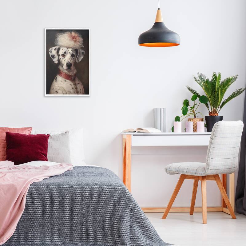 Stupell Dalmatian with Fancy Hat Portrait Framed Giclee Art Design By Wumples