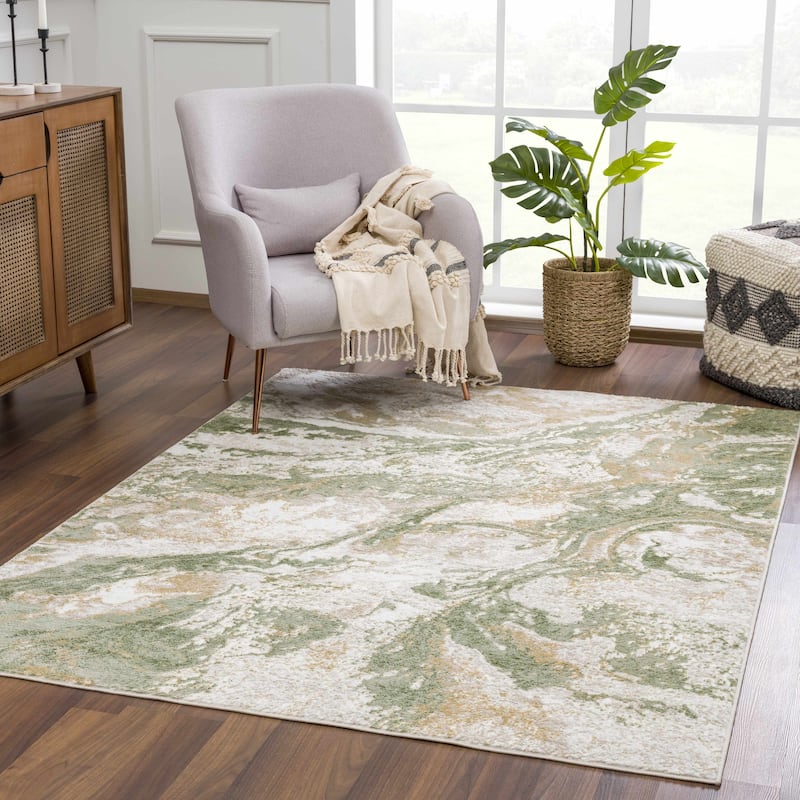 Hauteloom Liverpool Living Room, Bedroom Area Rug - Contemporary - Charcoal,Light Blue,Light Gray - 9'2" x 12'