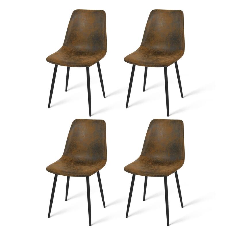 Modern Brown Suede Fabric Upholstered Dining Chairs (Set of 4) - 34"x18"x18" - 34"x18"x18" - Set of 4 - Brown - Short