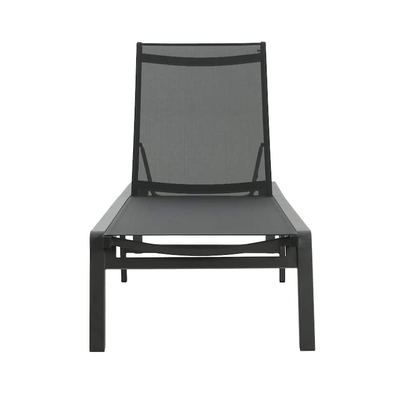 Outdoor aluminum frame mesh chaise lounge chair Set of 2