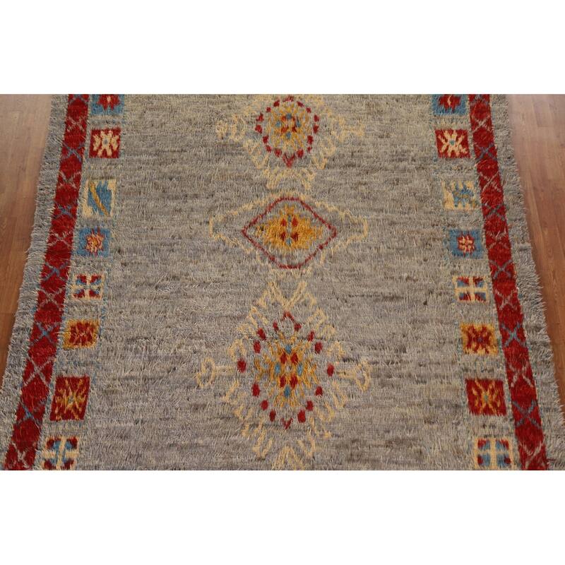Gray Geometric Moroccan Berber Area Rug Handmade Tribal Wool Carpet - 8 ...
