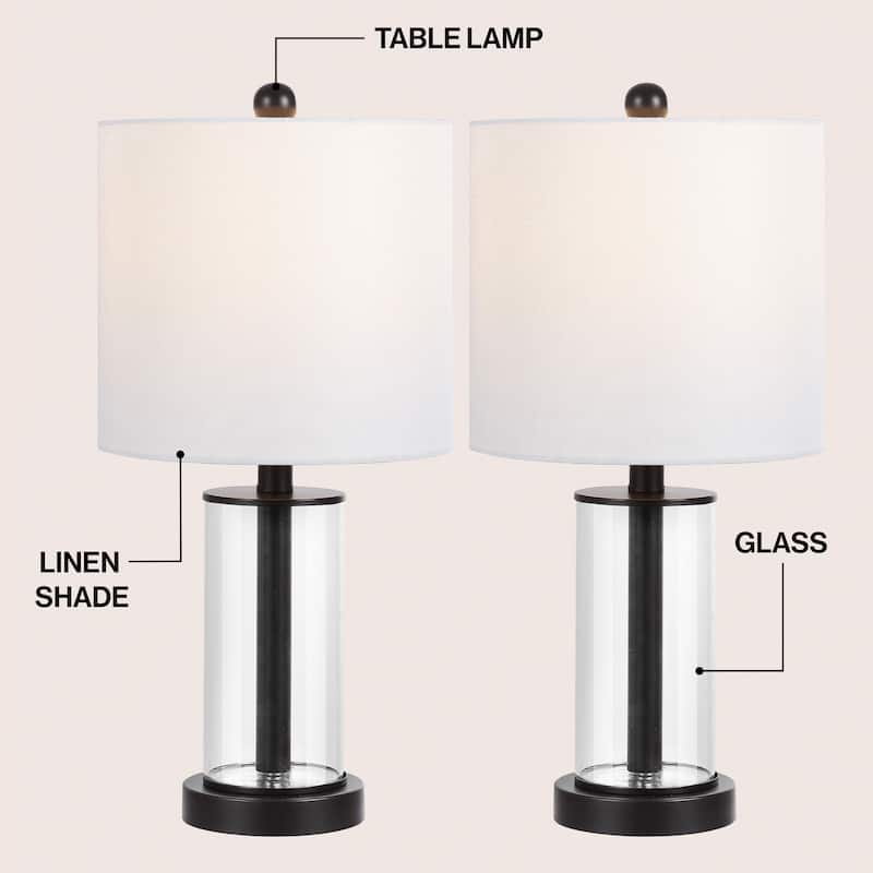 By JONATHAN , Amner 20.5" Contemporary Fillable Glass LED Table Lamp, (Set of 2)
