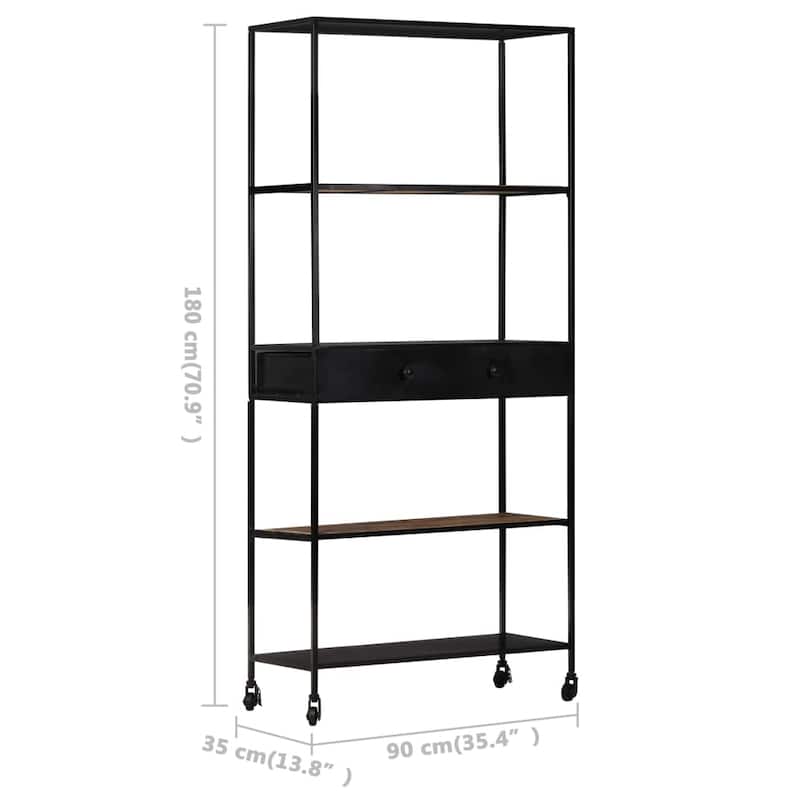 vidaXL Book Cabinet 31.5"x13.8"x70.9" Rough Mango Wood & Iron