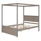 preview thumbnail 23 of 25, Full Size Wood Canopy Bed with 2 Drawers - Modern Design for Stylish Bedrooms, Brushed White/Brown/Grey